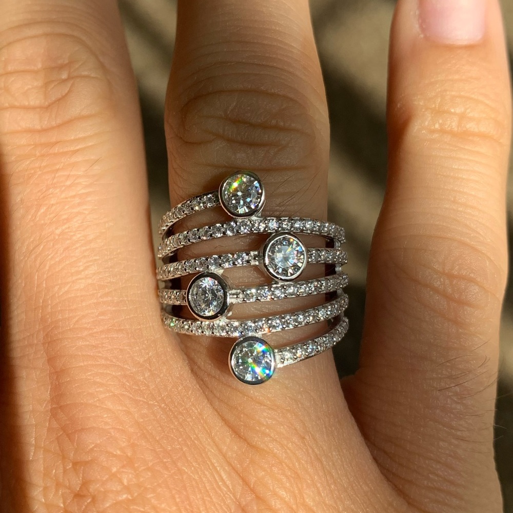 Sterling Silver Vertical Bezel Fashion Ring